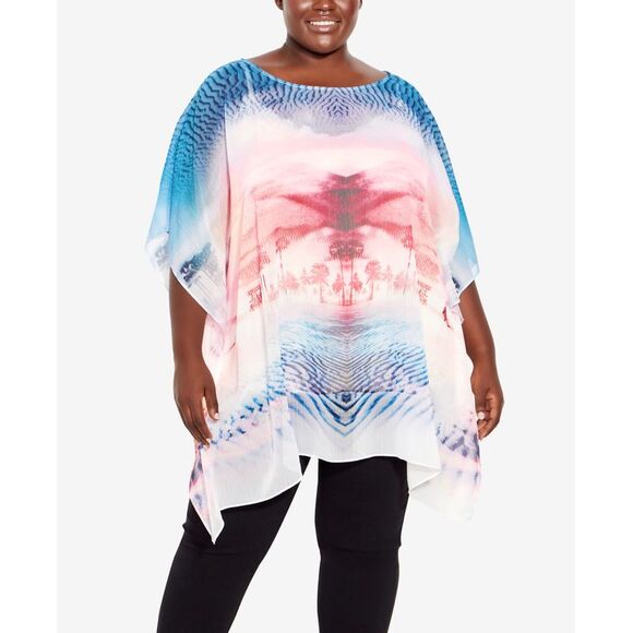 Plus Size Watercolor Poncho Shirt Top - Picture 1 of 1